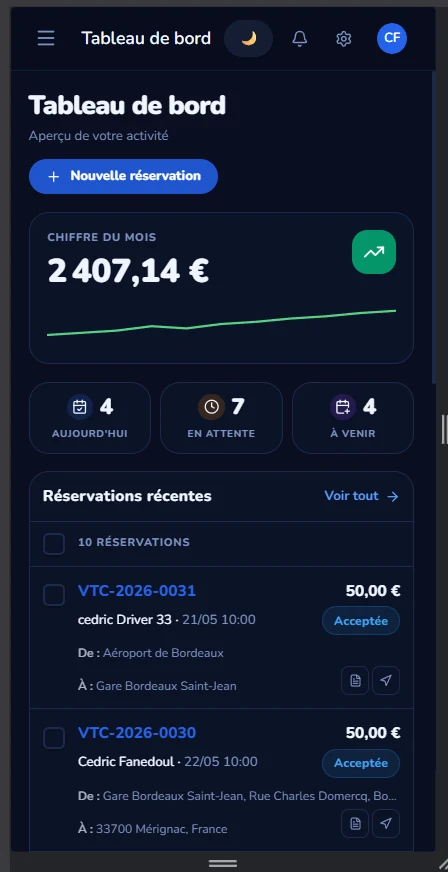 Bizz Cab sur mobile