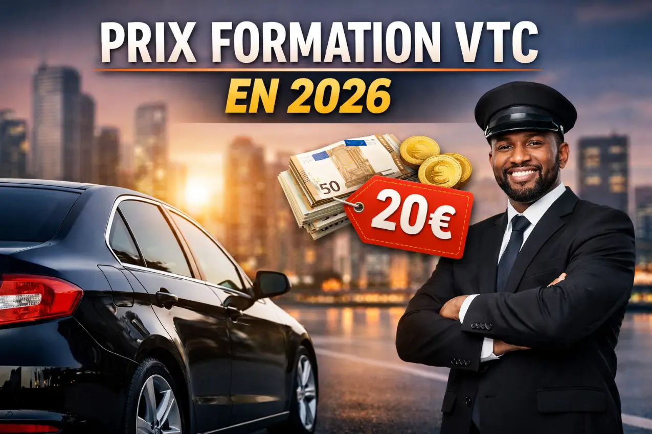 Prix formation VTC 2026 💵 Tarifs réels (400€ à 1 500€) + option Uber 20€
